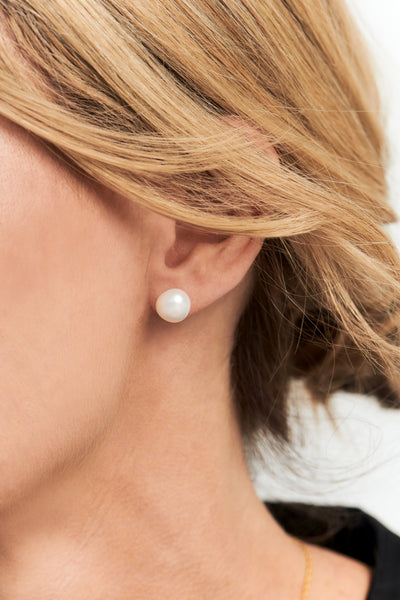 E1763-RH - MILLA  Freshwater Baroque Pearl Stud on Rhodium Post