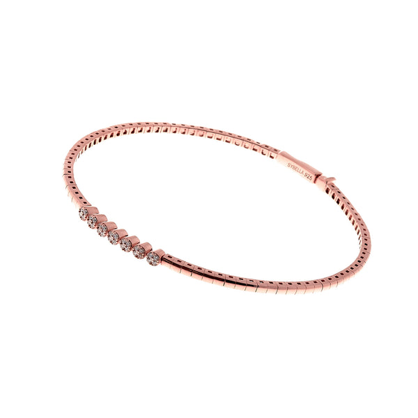 Rose Gold Cubic Zirconia Flex Bracelet - B13873-RG