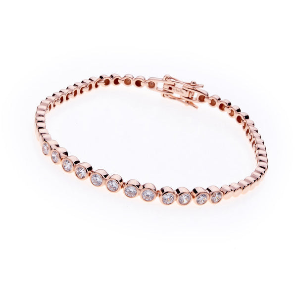 B2177-RG - Rose Gold Plate Pave cubic zirconia bracelet