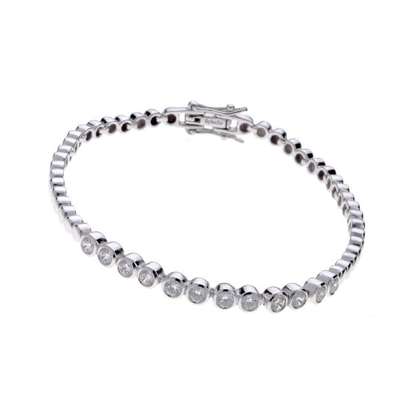 B2177-RH - sterling silver, rhodium plate cubic zirconia bracelet