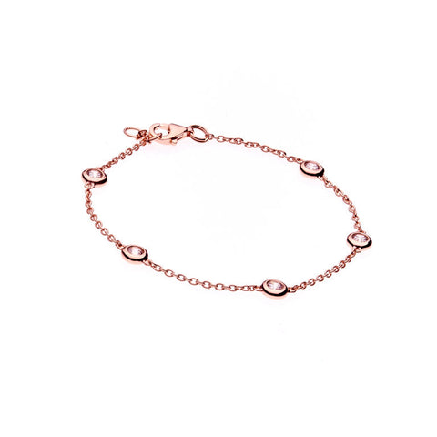 B23-RG - Rose gold bezel set cubic zirconia chain bracelet