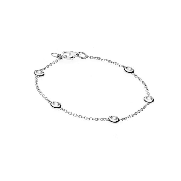 B23-RH - Sterling silver cubic zirconia chain bracelet
