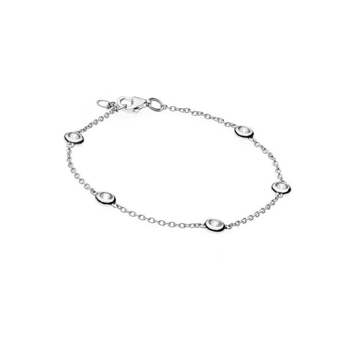B23-RH - Sterling silver cubic zirconia chain bracelet