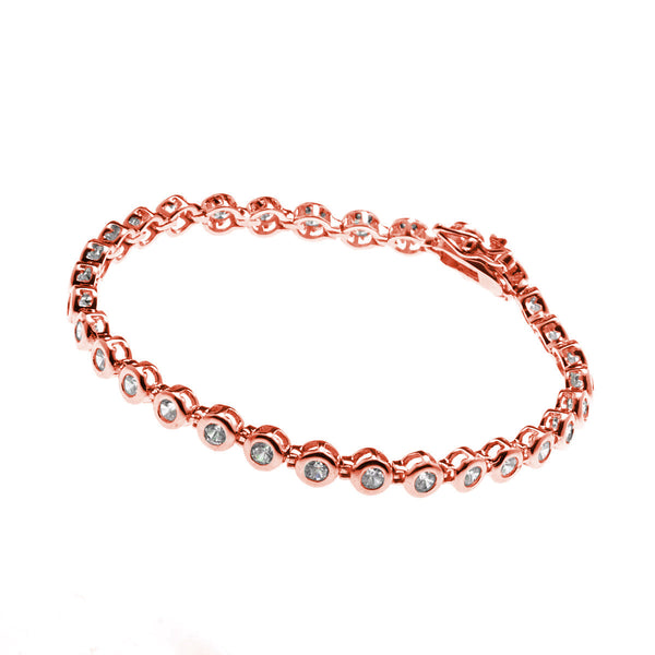 B2874-RG - Bezel rose gold cubic zirconia tennis bracelet