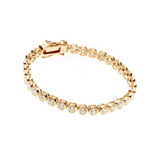 B4102-GP - Gold 3mm CZ bezel tennis bracelet
