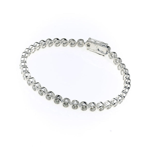 B4102-RH - Rhodium 3mm cz bezel tennis bracelet