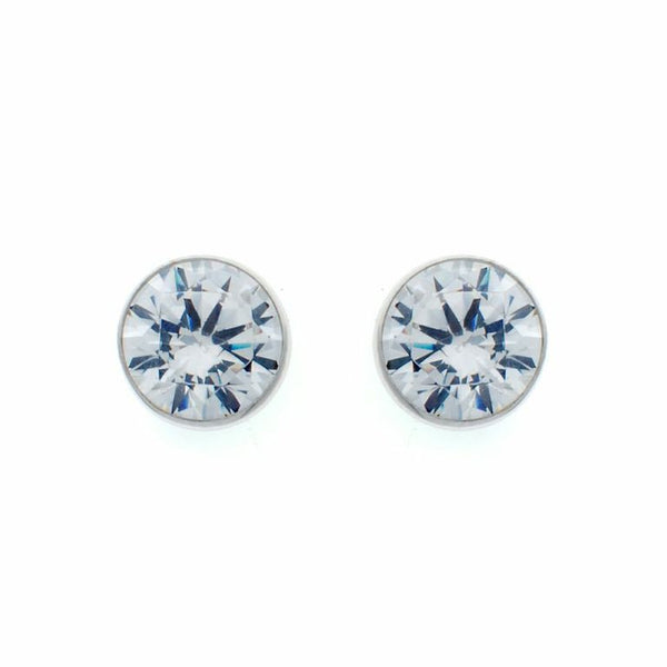 E30 - 925 sterling silver, rhodium plate bezel cubic zirconia stud