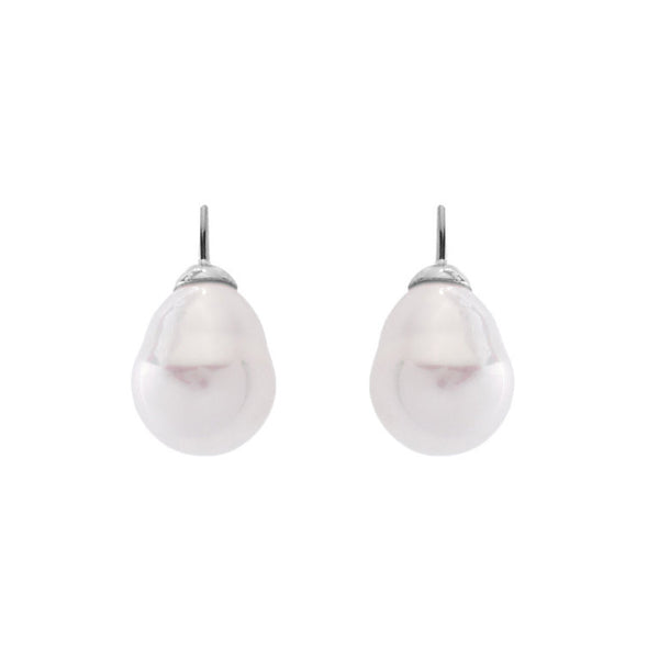E-701RH - white baroque pearl on french hook earring