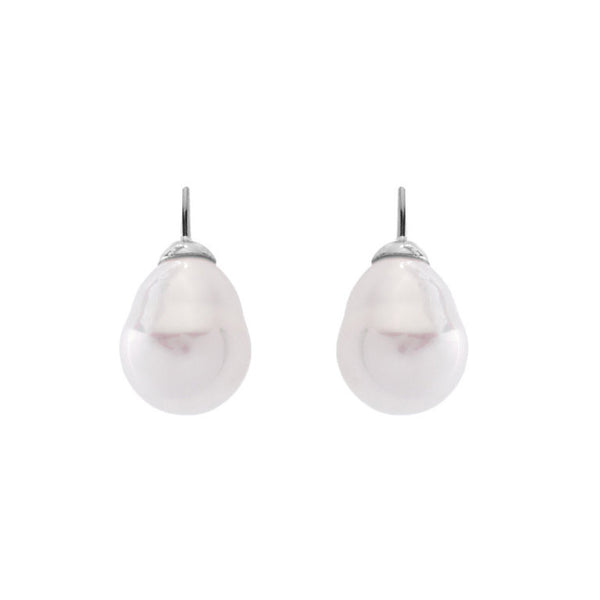 E-701RH - white baroque pearl on french hook earring