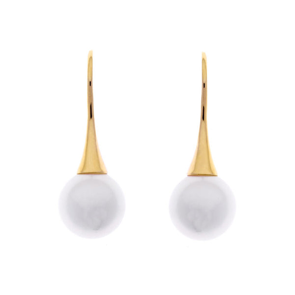 E1148-GP - Bella - Gold plate Round pearl earrings