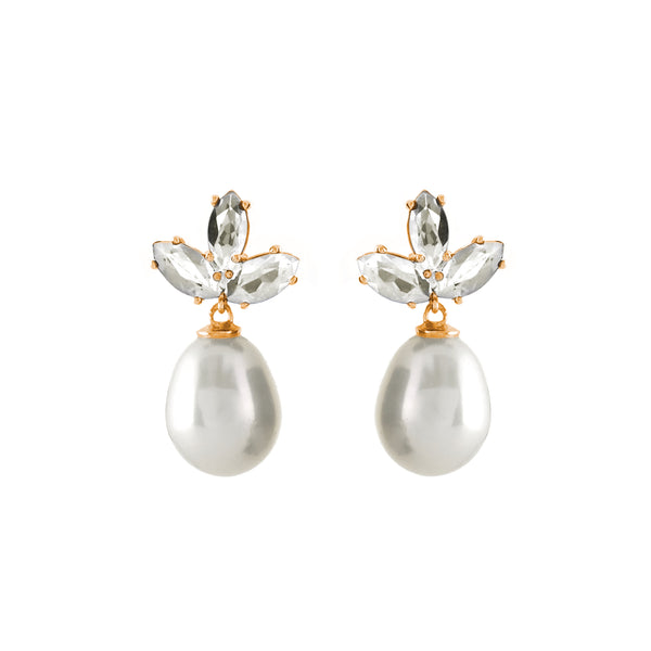 E1392-RG - Rose Gold CZ & Freshwater Pearl Earring