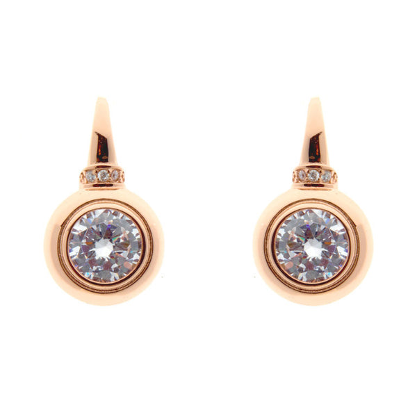 Rose gold cubic zirconia earrings on Sybella hook - E142-RG