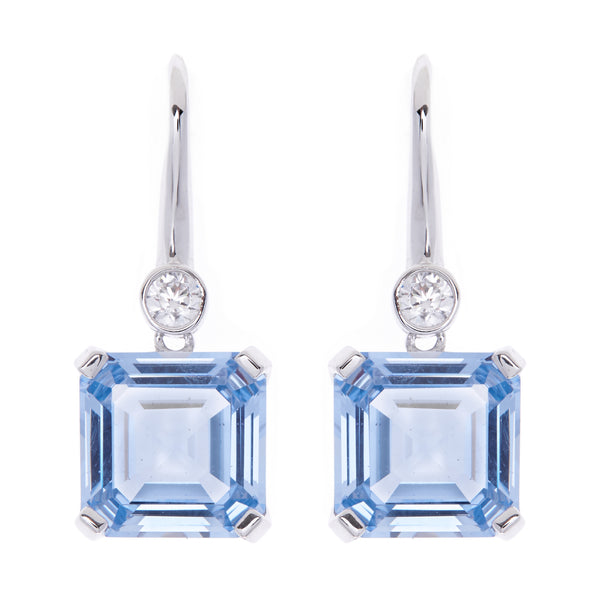 E149-B - Clear blue cz earrings on Sybella hook