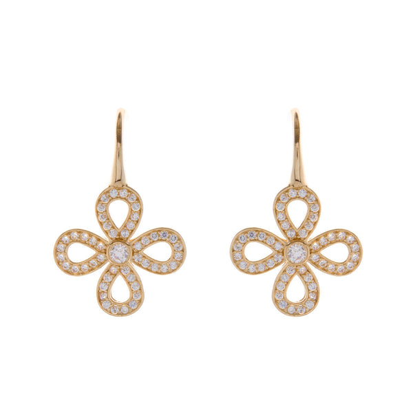 E161-YG - Gold plate open cubic zirconia flower earring