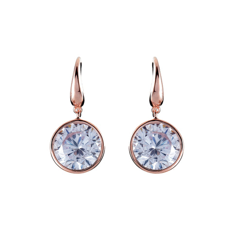 E1611-RG - Rose Gold & CZ Bezel Drop on French Hook