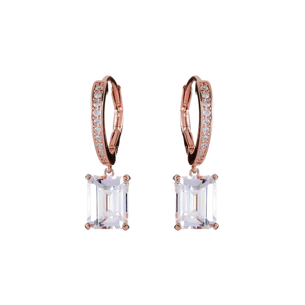 E1783-RG - Rose Gold plate hoop with baguette