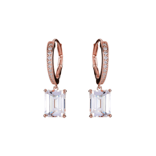E1783-RG - Rose Gold plate hoop with baguette