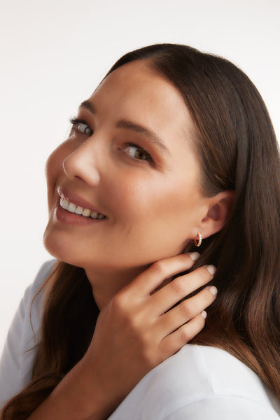 E191-GP-Gold plate cz baby hoops