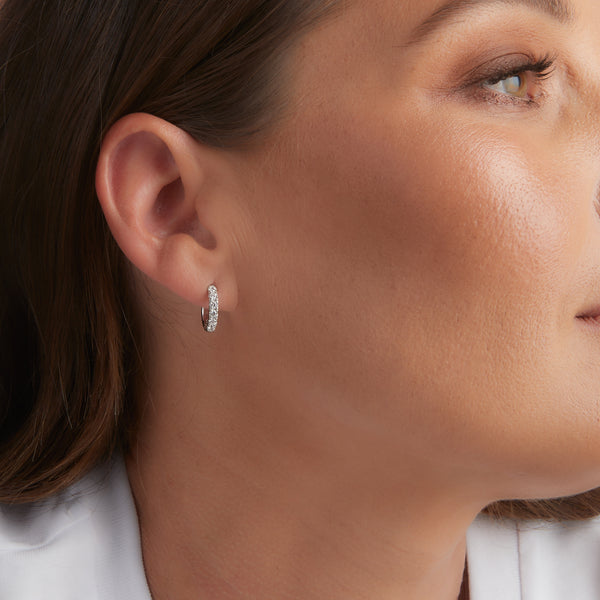 E191-RH- Rhodium plate cz baby hoops