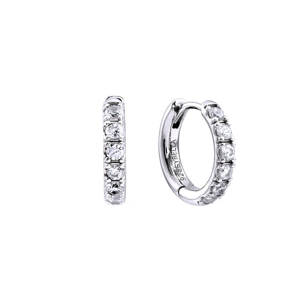 E191-RH- Rhodium plate cz baby hoops