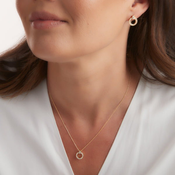 P1678-GP- Gold plate round baguette cubic zirconia pendant