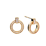 E1935-GP- Gold plate round baguette cubic zirconia studs