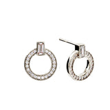 E1935-RH- Rhodium plate round baguette cubic zirconia studs