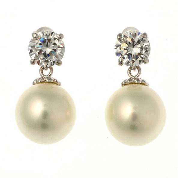 E20-701RH - 12mm white cz pearl earring