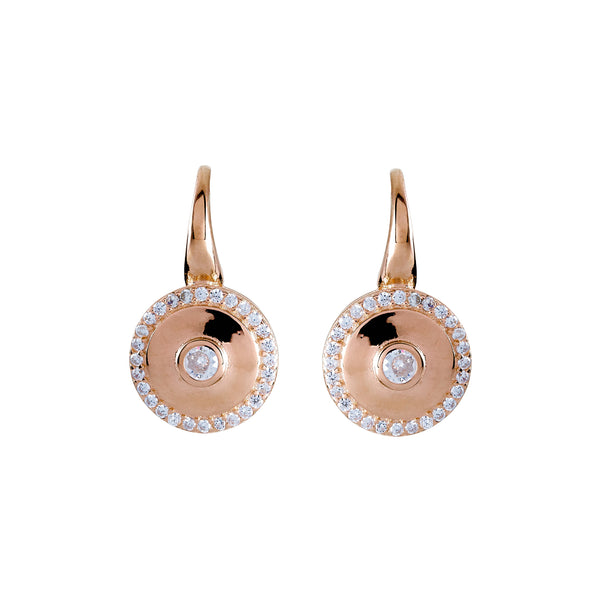 E202-RG - Rose gold cz round earrings on french hook