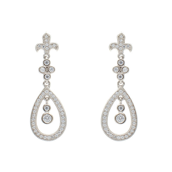 E20852 -925 sterling silver, rhodium plate micro pave cubic zirconia dress earrings -