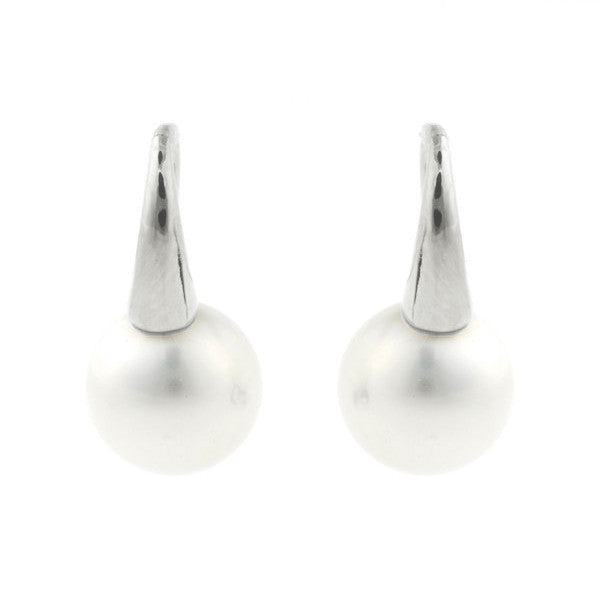 E21-701RH - 10mm round white pearl on silver hook - E21-701RH
