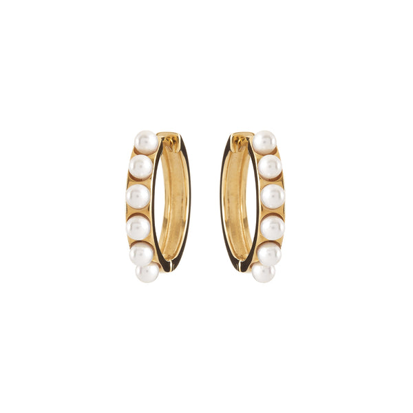 E2102-GP - Gold Plate Seed Pearl Hoop Earrings