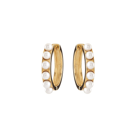 E2102-GP - Gold Plate Seed Pearl Hoop Earrings