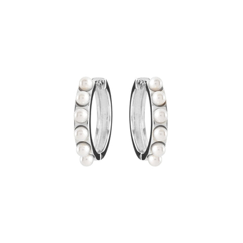 E2102-RH - Rhodium Plate Seed Pearl Hoops