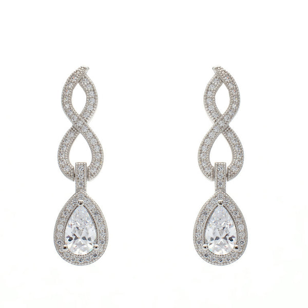 E21760 - 925 sterling silver, rhodium plate micro pave cubic zirconia dress earrings