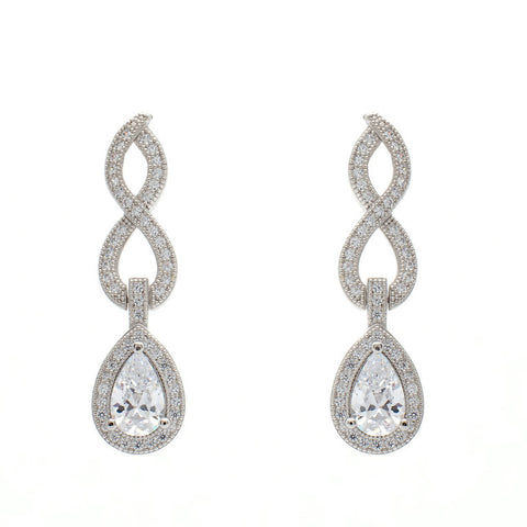 E21760 - 925 sterling silver, rhodium plate micro pave cubic zirconia dress earrings