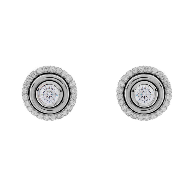 E26-RH - 925 sterling silver, rhodium plate cubic zirconia studs