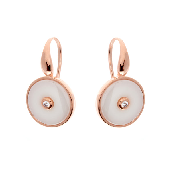 E2872-WRG - Rose gold round cz ceramic earrings on Sybella hook
