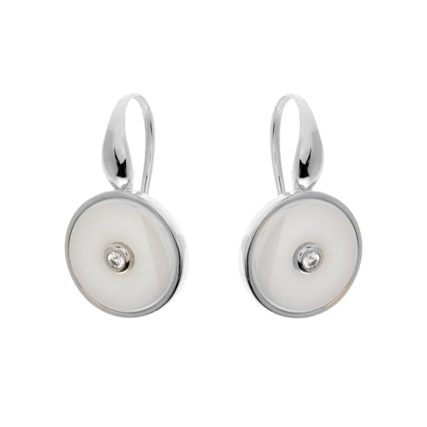 E2872-WRH - Rhodium round cz ceramic earrings on Sybella hook