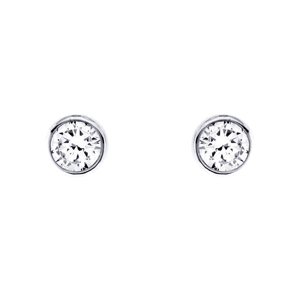 E30 - 925 sterling silver, rhodium plate bezel cubic zirconia stud