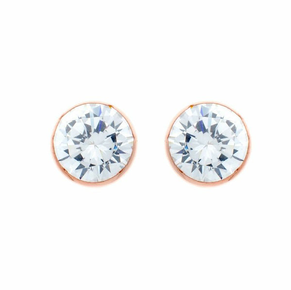 E30 - Rose gold plate bezel cubic zirconia stud