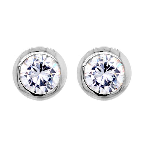 E42-RH - Rhodium 6mm bezel cz studs
