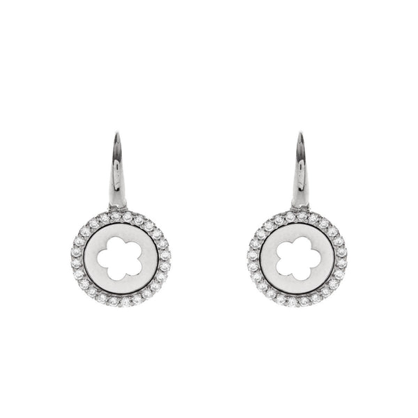 E496-RH - Silver & cubic zirconia open flower earring