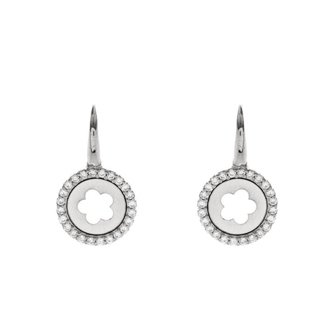 E496-RH - Silver & cubic zirconia open flower earring