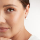 E530-RH -  Rhodium plate, 10mm freshwater pearl & CZ stud earrings