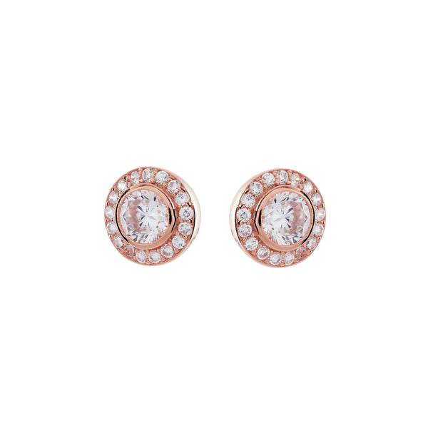 E565-RG - Rose gold plate cubic zirconia studs