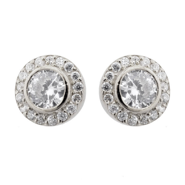 E565 - Rhodium cz stud earrings