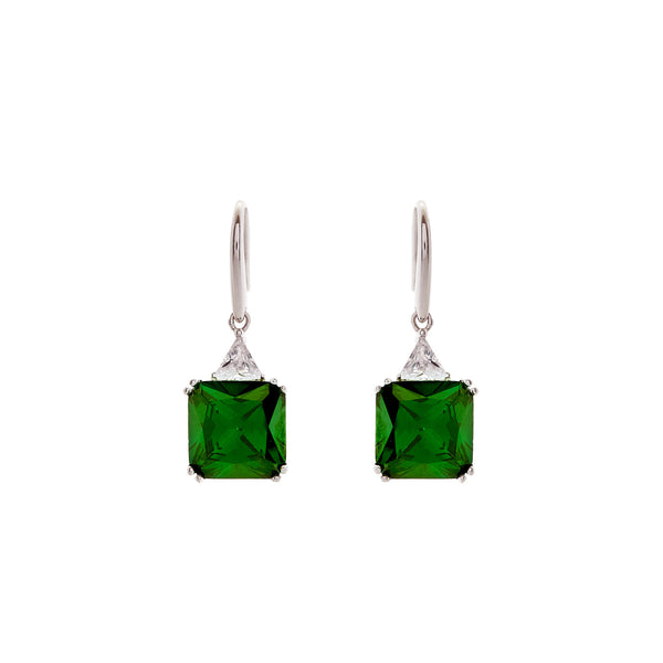 E60-G - Green & Clear CZ Earings on French Hook