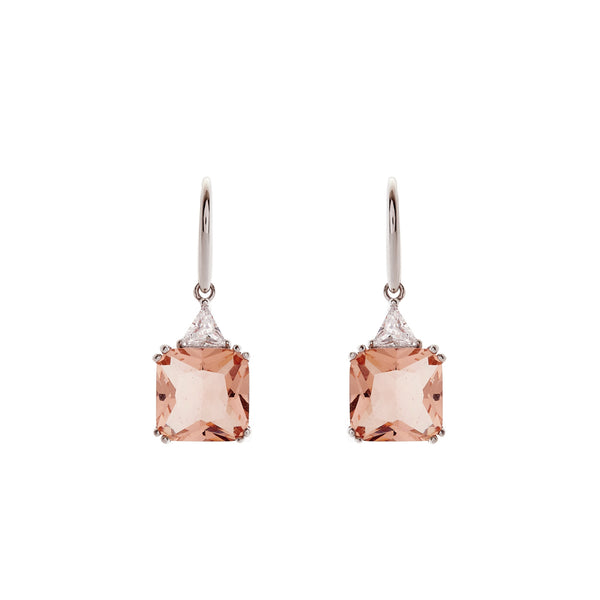 E60-P - Pink & Clear CZ Earings on French Hook
