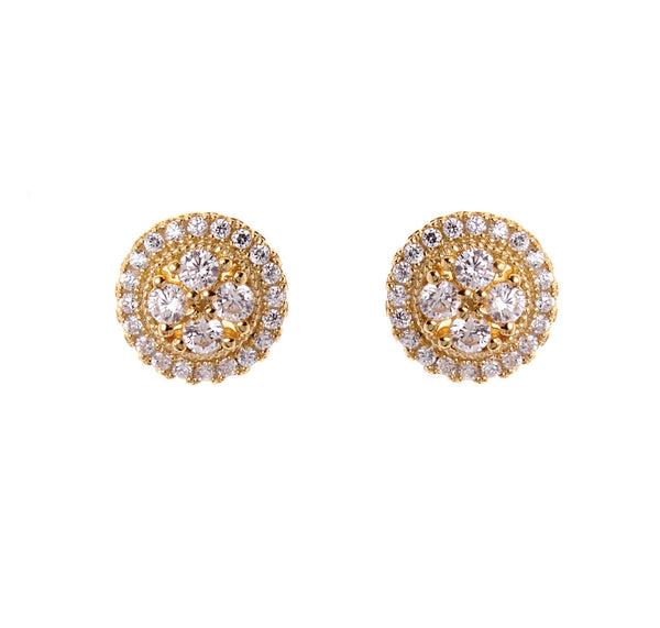 E65-GP - Gold plate cubic zirconia round stud